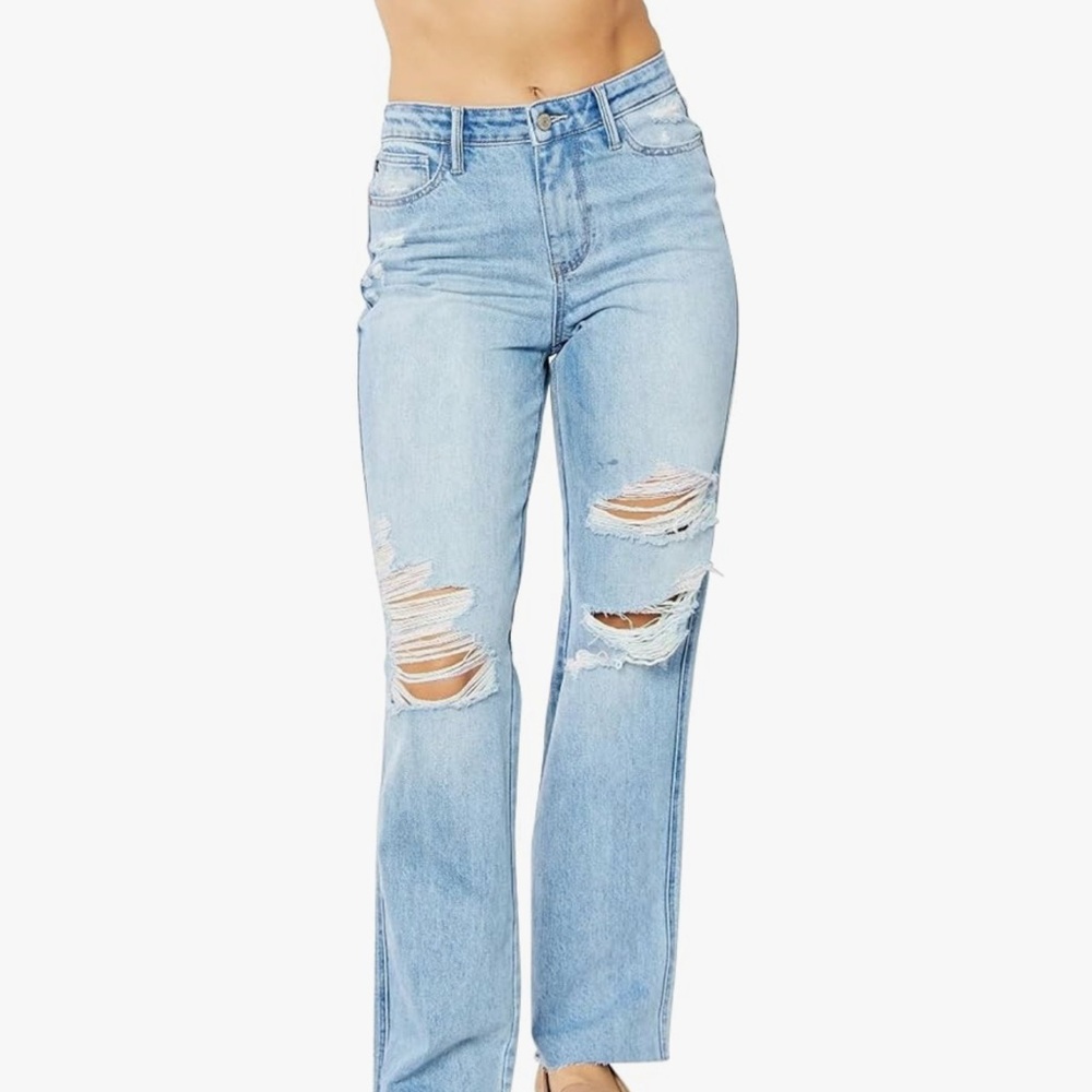 Judy Blue Distressed 90’s Denim Straight Jeans